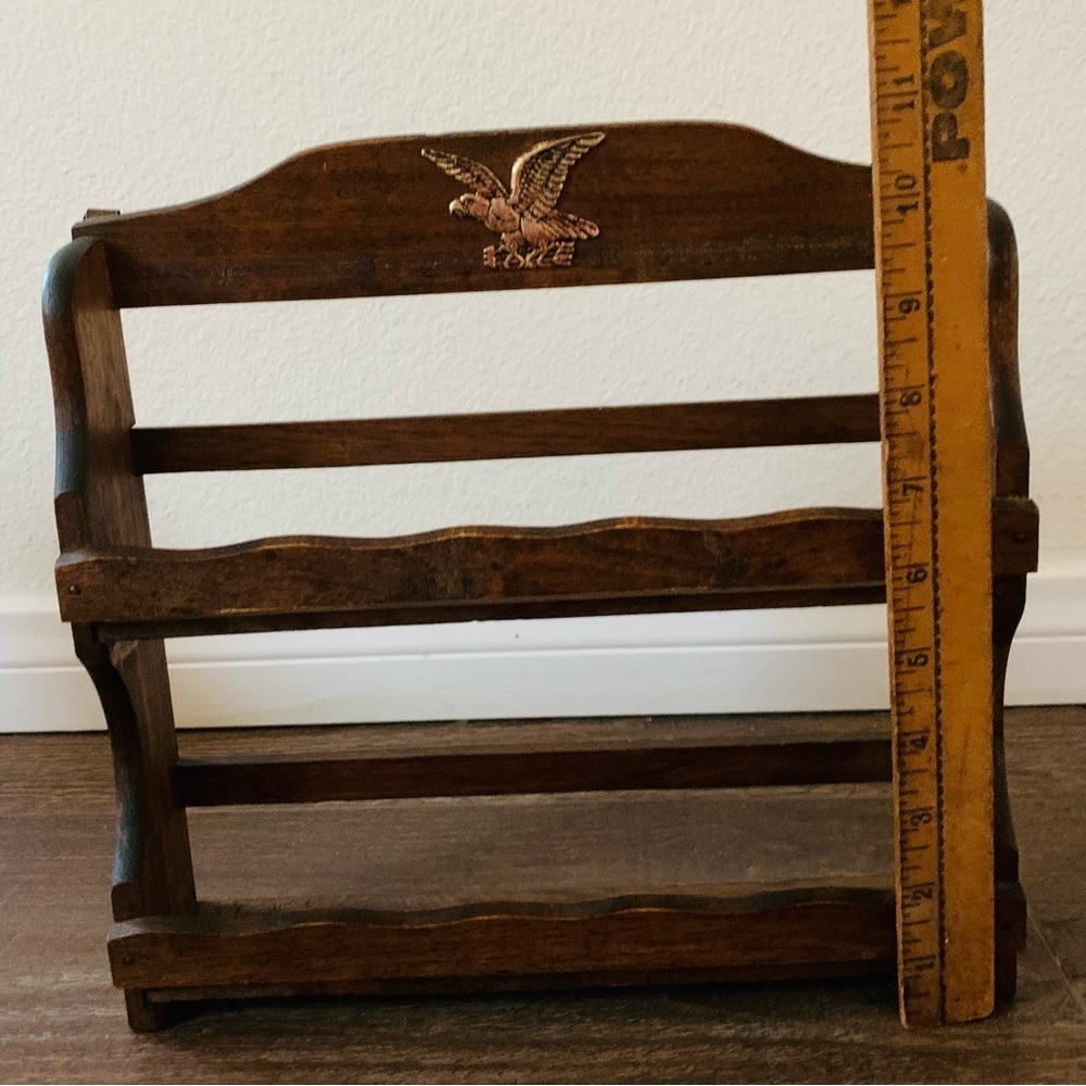Wall wooden shelf with metal eagle - Picture 3 of 12